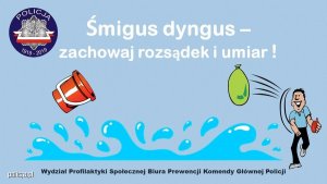 Śmigus-dyngus plakat kampanii z wiadrem i wylewaną wodą