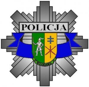 Gwiazda policyjna z napisem Policja i logo powiatu włodawskiego