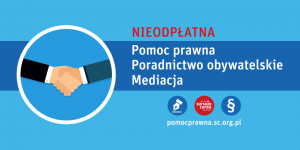 plakat informujący o udzielaniu nieodpłatnej pomocy prawnej