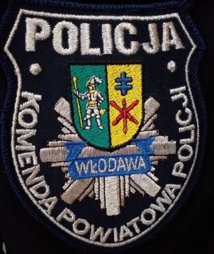 mała naszywka z logo włodawskiej komendy