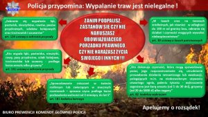 plakat dotyczący zakazu wypalania traw