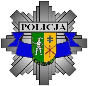 Logo Policji Włodawa Odznaka służbowa policyjna a w środku herb Włodawy