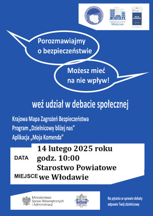 plakat zapraszający na debatę społeczną, treść plakatu zawarta w komunikacie