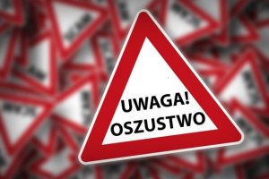 plakat uwaga oszustwo
