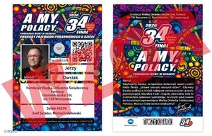 Wzór identyfikatora wolontariusza WOŚP - zdjęcie, indywidualny numer oraz hologram