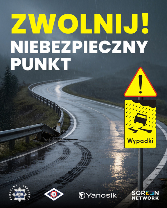 Zwolnij - niebezpieczny punkt!